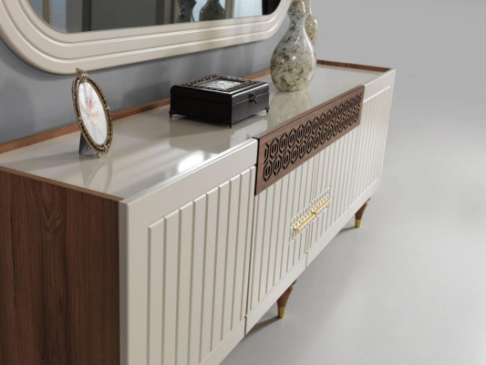 Esszimmer Set Tisch 4x Stuhl Anrichte Spiegel Möbel 7tlg neu Modern