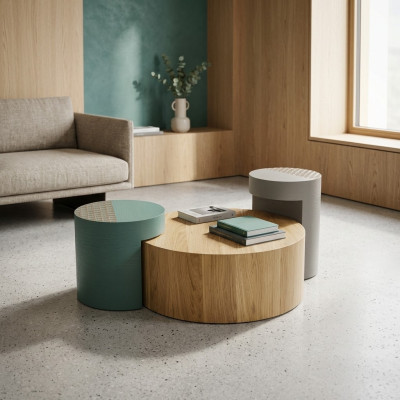 Beistelltisch Couchtische Kaffeetisch Rund Tische Braun Luxus Tisch 3tlg