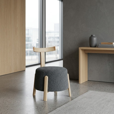 Stuhl Esszimmer Polsterstuhl Lounge Textil Sitz Sessel Grau Neu Rund