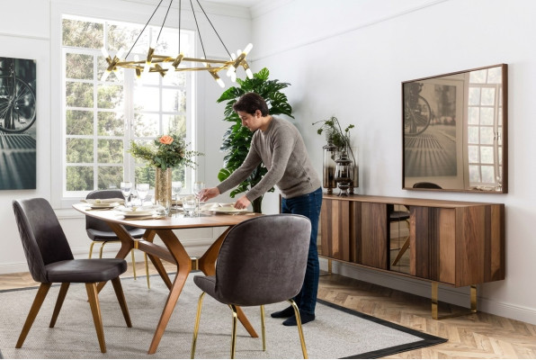 Komplett Set Esstisch 4x Stühle Esszimmer Set Ess Gruppe Sideboard 7tlg