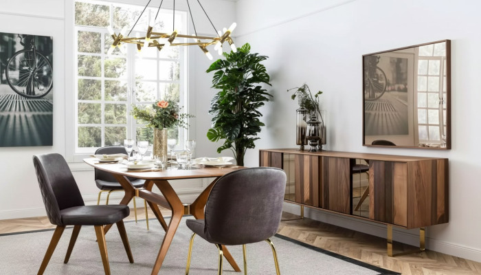 Komplett Set Esstisch 4x Stühle Esszimmer Set Ess Gruppe Sideboard 7tlg