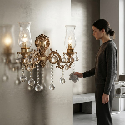 Wandleuchte Wohnzimmer Luxus gold Schlafzimmer Moderne Luster Kristall