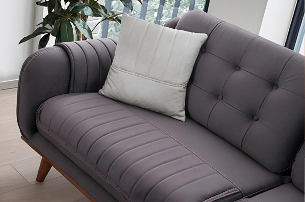 Sitzgarnitur 3 + 3 + 1 im modernen Stil mittelweiches Textil grau Neu