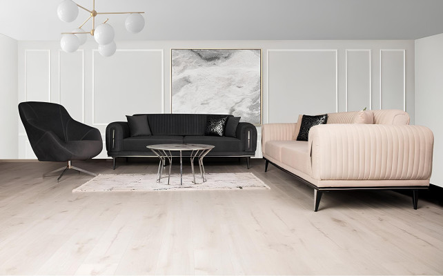 Dreisitzer Couch Polster Einrichtung 3 Sitz Platz Couchen Sofa Schwarz Möbel