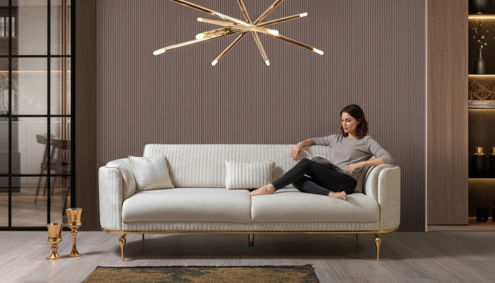 Modernes Wohnzimmer Sofa Luxus weiß Sofas Gepolstert Sitz 3 Sitzer