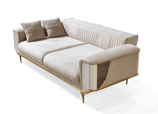 Luxus Sofa 3 Sitzer Wohnzimmer Beige Moderner Design 234cm Sofas Möbel