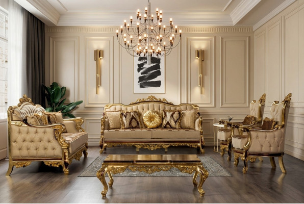 Classic Sofa Set Couchtisch Sessel Couch 5pc Chesterfield Möbel