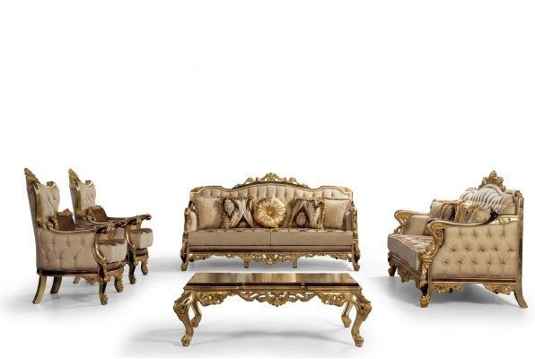 Classic Sofa Set Couchtisch Sessel Couch 5pc Chesterfield Möbel