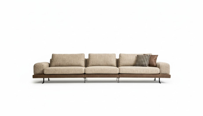 Beiger Fünfsitzer Polstersofas Sofa Textil Couch Sitzmöbel Wohnzimmer