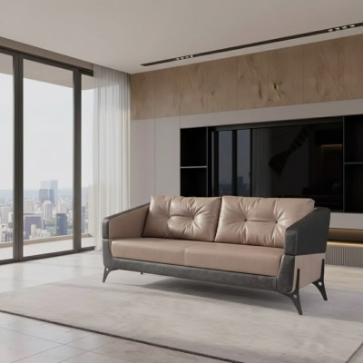 Dreisitzer Sofa Luxus Möbel Arbeitszimmer Polster Stoff Büromöbel