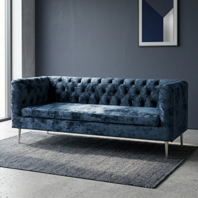 Luxus Chesterfield Sofa 3 Sitzer Couch Textil Modern Sofas Blau Turkis