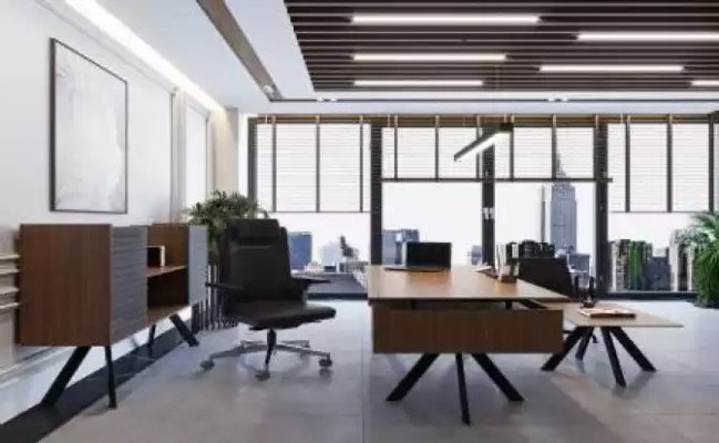 Hochwertiges, elegantes Büro-Set im modernen Stil aus stabilem Holz