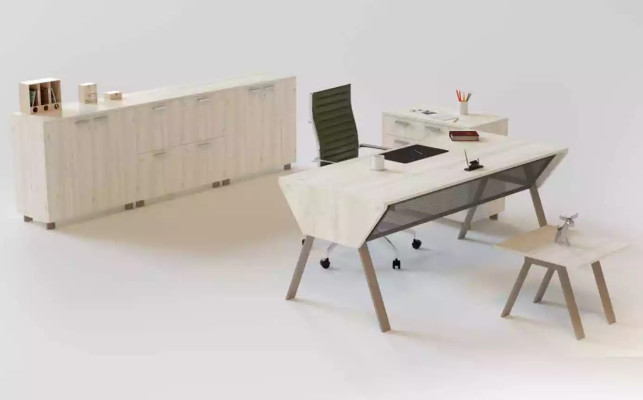 Luxuriöses Büro-Set im eleganten modernen Stil aus hochwertigem Holz 