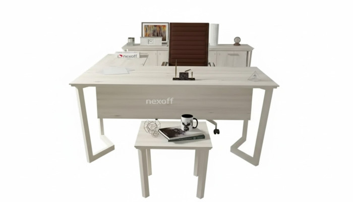 Moderner Weißer Schreibtisch Luxus Ecktisch Holzmöbel Arbeitszimmer Neu