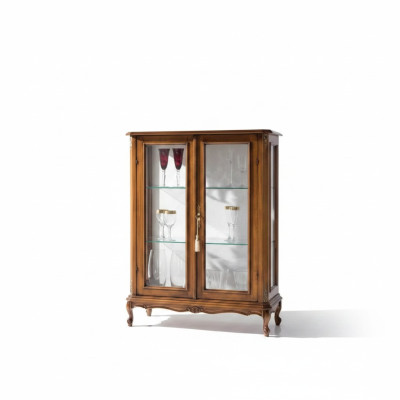 Hochwertiger Holzschrank braun Möbel klassischer Stil Schrank Vitrinen