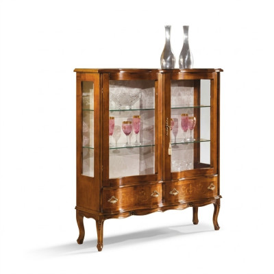 Glas Luxuriös Braun Holz Vitrine Exklusiv Wohnzimmer Möbel Neu
