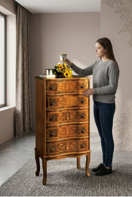 Klassische Hochkommode Braun Aufbewahrungs Möbel Wohnzimmer Design