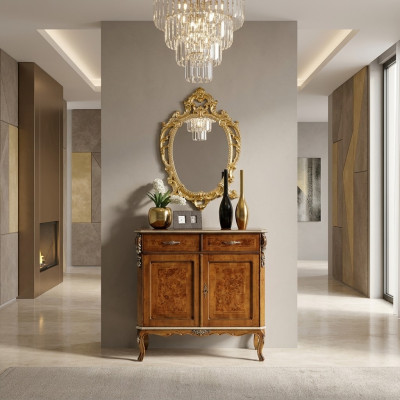 Hochwertiges luxuriöses klassisches Wohnzimmer Sideboard Holz Braun