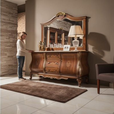 Hochwertiges luxuriöses klassische Wohnzimmer Sideboard Holz braun 200x53x100