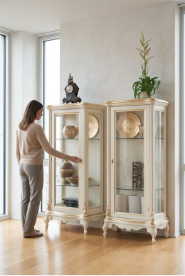 Holzvitrine Hochwertige Vitrine Klassisches Möbel Design Weiß Vitrinen