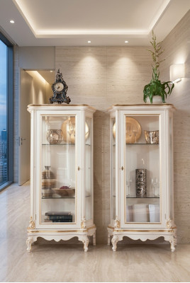 Holzvitrine Hochwertige Vitrine Klassisches Möbel Design Weiß Vitrinen