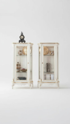 Holzvitrine Hochwertige Vitrine Klassisches Möbel Design Weiß Vitrinen