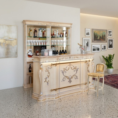 Klassische Bartheke Luxus Barschrank Designer Möbel Massivholz Vitrine Bar