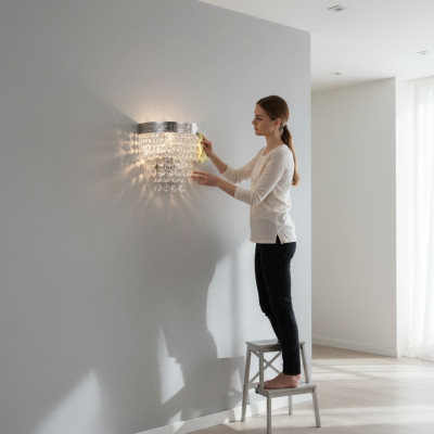 Wandleuchte Wandlampe Wandleuchten Lüster Wand Lampen Kristall Silber