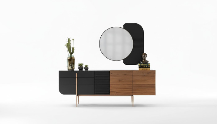 Esstisch Essgruppe Esszimmer Stühle Sideboard Set 7tlg Marmor Schwarz