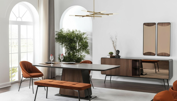 Essecke Essgruppe Esszimmer Esstisch Stühle Sideboard 9tlg Holz Braun
