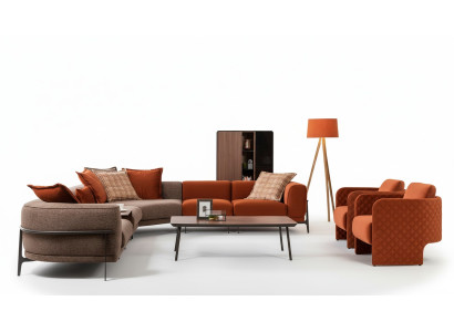 Modernes Ecksofa L-Form Couch Stoffsofas Edelstahl Wohnzimmermöbel Neu