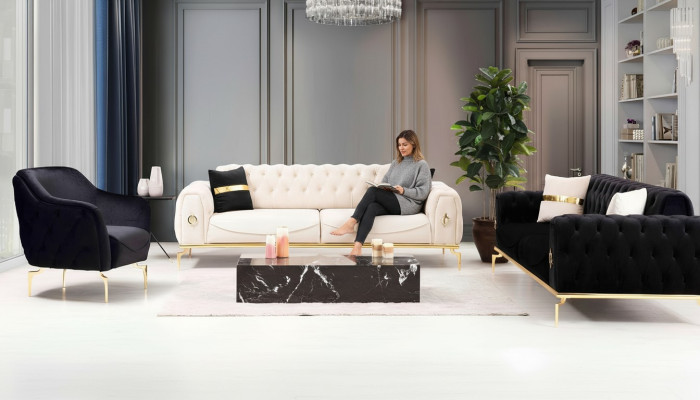 Chesterfield Sitzgruppe Luxus Sitzgarnitur Polstermöbel Dreisitzer Sessel