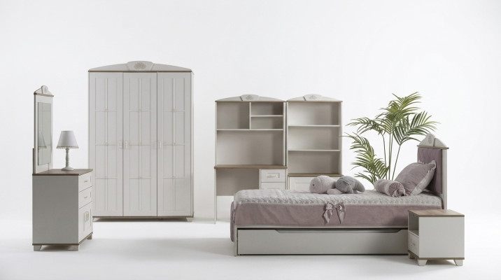 Kinderzimmer Komplete Chesterfield Kindermöbel Bett Holz Rosa Set 8tlg