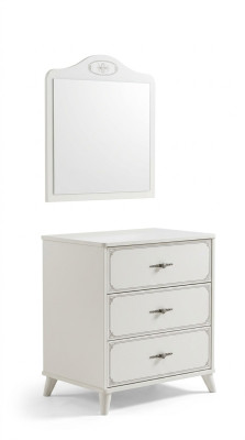 Gruppe Kommode mit Spiegel Schrank Holz Kommoden Sideboard Weiß Luxus