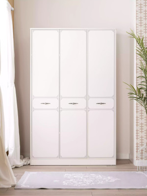 Holzschrank Luxus Kleiderschrank Schrank Möbel Holz Weiß 3 Tür Design
