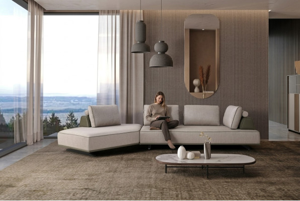 Ecksofa L Form Wohnzimmer Sofa Polstersofa Grau Stoffsofa Couch Modern