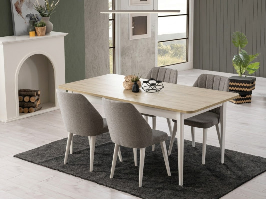 Essgruppe Garnitur Esszimmer Esstisch Set 7tlg Esszimmer Weiß Holz