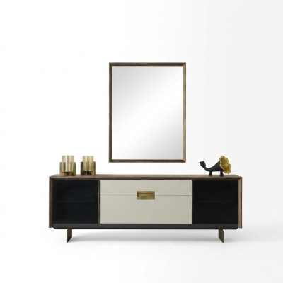 Anrichte Sideboard mit Spiegel Kommode Holz Mehrfarbig Esszimmer Set