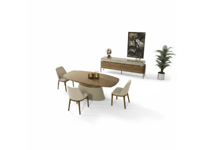 Komplette Essecke Essgruppe Esstisch Set 8tlg Esszimmer Braun Holz Neu