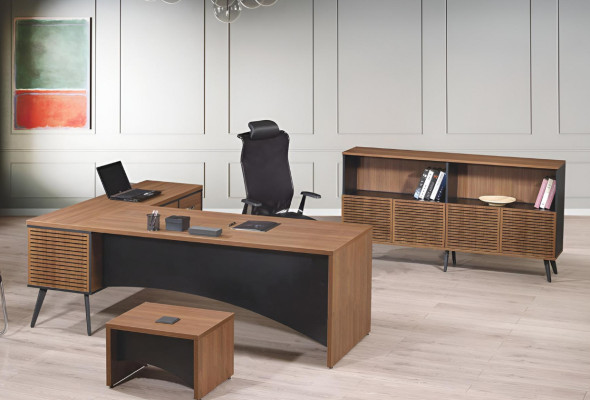 Komplette Arbeitszimmermöbel Eckbürotisch 3tlg Holz Braun Büromöbel