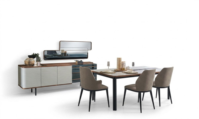 Essecke Esszimmer Garnitur Essgruppe Esszimmermöbel Set 9tlg Holz Weiß