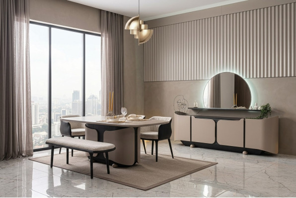 Esszimmermöbel Essecke Esszimmer Essgruppe 8tlg Holz Beige Garnitur