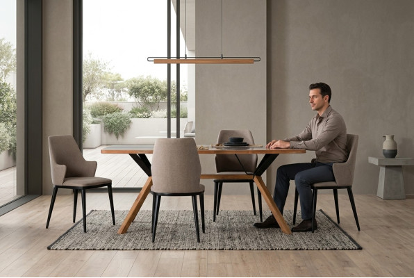 Essecke Tisch Set Esszimmer Esszimmertisch Stühle 5tlg Braun Holz