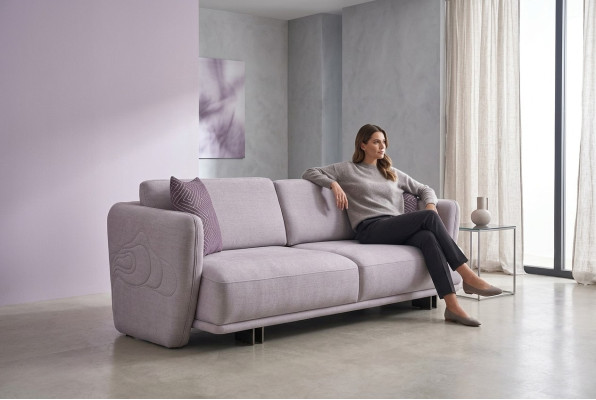Dreisitzer Couch Sofa 3 Sitzer Grau Stoff Stoffsofa Polstersofa Design