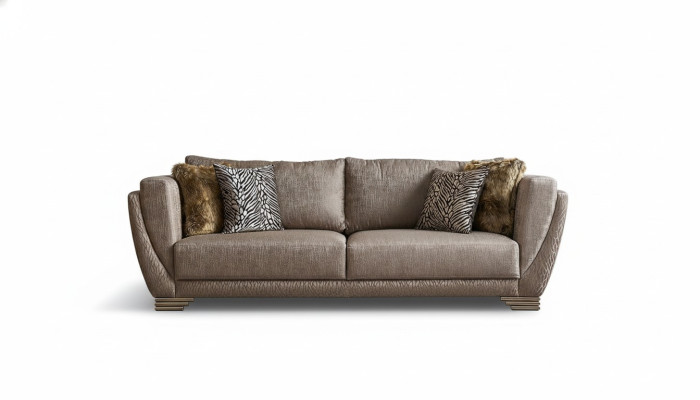 Luxus Dreisitzer Couch Sofa 3 Sitzer Braun Stoff Stoffsofa Polstersofa