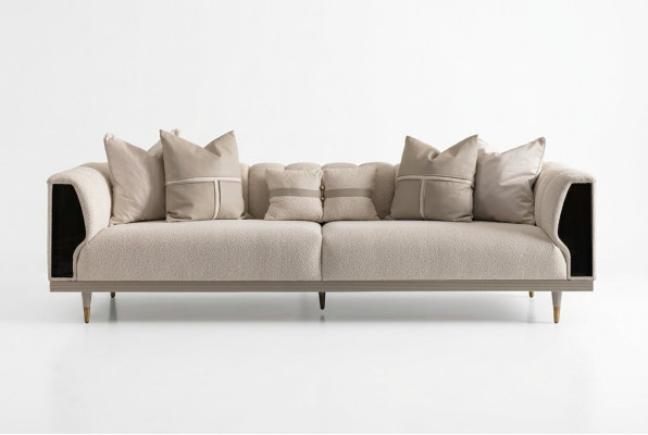 Luxus Dreisitzer Sofa 3 Sitzer Beige Polstersofa Stoffsofa Modern Sofa