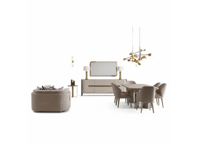 Esszimmer Garnitur Essecke Esstisch Stühle Set 9tlg Beige Essgruppe
