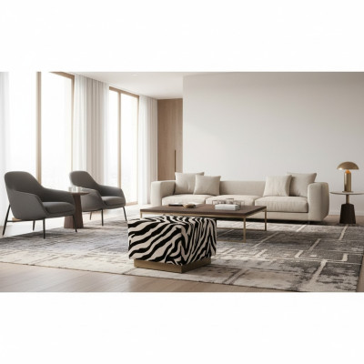 Hocker Sitzhocker Zebramuster Sitzwürfel Stoff Polster Wohnzimmer Sitz