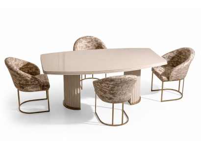 Essgruppe Essecke Esstisch Stühle Set 7tlg Esszimmer Beige Holz Design
