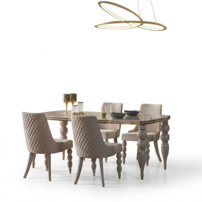 Beiger Esszimmertisch Luxuriöser Holztisch Designer Esszimmer Möbel Neu